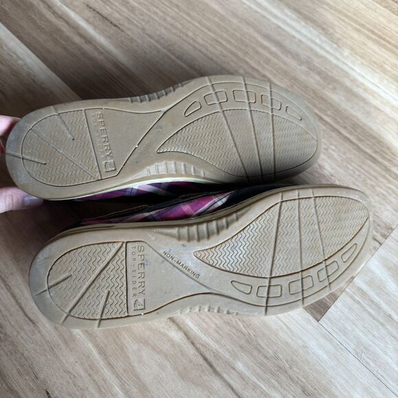 Sperry Boat Shoes Loafers Navy Leather Plaid Lace-Up Women sz 8.5 Preppy Casual - Picture 9 of 9